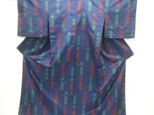 未使用品　抽象模様織り出し十日町紬単衣着物